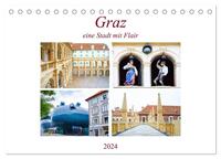 Graz - eine Stadt mit Flair (Tischkalender 2024 DIN A5 quer), CALVENDO Monatskalender