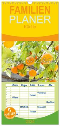 Familienplaner 2024 - Emotionale Momente: Orangen & Zitronen. mit 5 Spalten (Wandkalender, 21 x 45 cm) CALVENDO