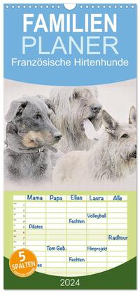 Familienplaner 2024 - Französische Hirtenhunde 2024 mit 5 Spalten (Wandkalender, 21 x 45 cm) CALVENDO