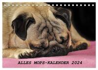Alles Mops-Kalender 2024 (Tischkalender 2024 DIN A5 quer), CALVENDO Monatskalender