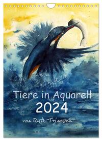 Tiere in Aquarell 2024 - von Ruth Trinczek (Wandkalender 2024 DIN A4 hoch), CALVENDO Monatskalender