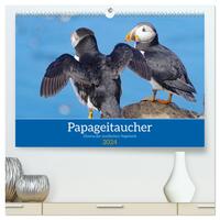Papageitaucher - Clowns der nordischen Vogelwelt (hochwertiger Premium Wandkalender 2024 DIN A2 quer), Kunstdruck in Hochglanz