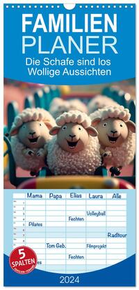 Familienplaner 2024 - Die Schafe sind los Wollige Aussichten mit 5 Spalten (Wandkalender, 21 x 45 cm) CALVENDO