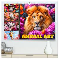 Animal Art - Tiere und Blumen (hochwertiger Premium Wandkalender 2025 DIN A2 quer), Kunstdruck in Hochglanz