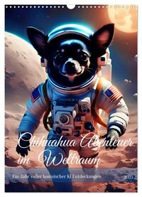 Chihuahua Abenteuer im Weltraum (Wandkalender 2025 DIN A3 hoch), CALVENDO Monatskalender
