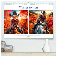 Westernreiten - Jahreszeiten im Sattel (hochwertiger Premium Wandkalender 2025 DIN A2 quer), Kunstdruck in Hochglanz