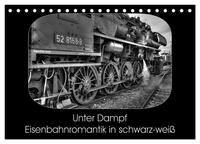 Unter Dampf - Eisenbahnromantik in schwarz-weiß (Tischkalender 2025 DIN A5 quer), CALVENDO Monatskalender