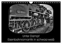 Unter Dampf - Eisenbahnromantik in schwarz-weiß (Wandkalender 2025 DIN A4 quer), CALVENDO Monatskalender