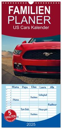 Familienplaner 2025 - US Cars Kalender mit 5 Spalten (Wandkalender, 21 x 45 cm) CALVENDO