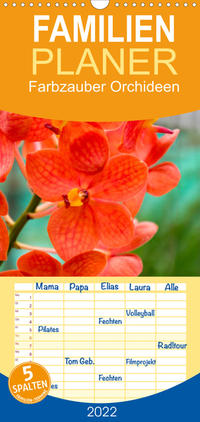Familienplaner Farbzauber Orchideen (Wandkalender 2022 , 21 cm x 45 cm, hoch)