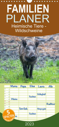 Familienplaner Heimische Tiere - Wildschweine (Wandkalender 2023 , 21 cm x 45 cm, hoch)