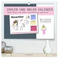 Zahlen und Malen Kalender mit der kleinen Prinzessin (hochwertiger Premium Wandkalender 2024 DIN A2 quer), Kunstdruck in Hochglanz
