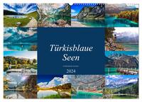 Türkisblaue Seen (Wandkalender 2024 DIN A2 quer), CALVENDO Monatskalender