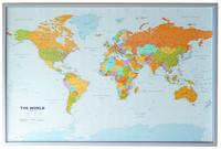 Politische Weltkarte auf Kork-Pinnwand, englisch, 90x60cm