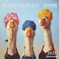 Funny Animals 2025 - Wand-Kalender - Broschüren-Kalender - 30x30 - 30x60 geöffnet