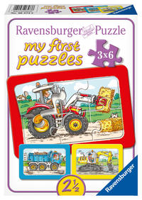 Ravensburger Kinderpuzzle - 06573 Bagger, Traktor und Kipplader - my first puzzle mit 3x6 Teilen - Puzzle für Kinder ab 2,5 Jahren