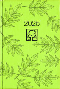 Buchkalender grün 2025 - Bürokalender 14,5x21 cm - 1 Tag auf 1 Seite - Kartoneinband, Recyclingpapier - Stundeneinteilung 7 - 19 Uhr - 876-0713