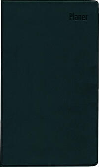 Taschenplaner Leporello PVC schwarz 2025 - Bürokalender 9,5x16 cm - 1 Monat auf 2 Seite - separates Adressheft - faltbar - Notizheft - 501-1020