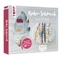 Boho-Schmuckset Love & Peace (Dunkelrot/Grau)