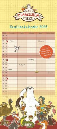 Schule der magischen Tiere Familienkalender 2025 - Wandkalender - Familienplaner mit 5 Spalten - Format 22 x 49,5 cm
