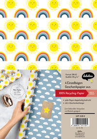 Geschenkpapier-Set für Kinder: Regenbogen, Sonne und Wolken