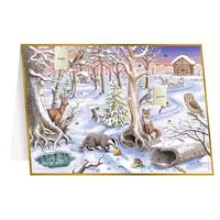 Adventskalenderkarte 'Unsere Tiere im Winterwald'