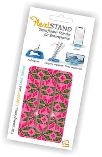 Flexistand (Icelandic Pink) - flexibler Handyaufsteller - für alle Handys und Mini-Tablets - superflach - stufenlos verstellbar - hochkant und quer - passt in jede Hosentasche