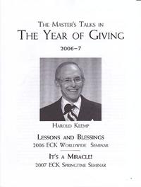 The Master's Talks in the Year of Giving 2006-7