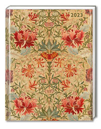 William Morris - Wallflower - Wandtapete mit Blumenmotiven - Taschenkalender 2023