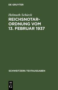 Reichsnotarordnung vom 13. Februar 1937