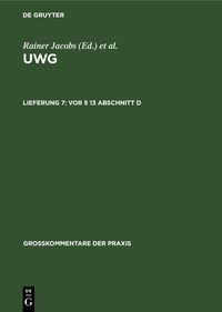 UWG / Vor § 13 Abschnitt D