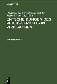 Entscheidungen des Reichsgerichts in Zivilsachen