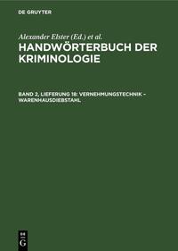 Handwörterbuch der Kriminologie / Vernehmungstechnik – Warenhausdiebstahl