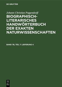 Johann Christian Poggendorff: Biographisch-Literarisches Handwörterbuch... / Lieferung 4