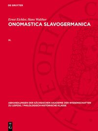 Ernst Eichler; Hans Walther: Onomastica Slavogermanica