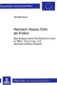 Hermann Hesses Rolle als Kritiker