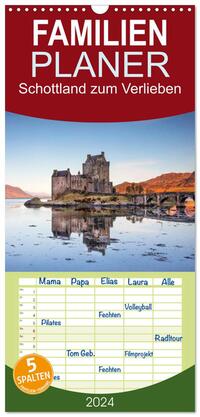Familienplaner 2024 - Schottland zum Verlieben mit 5 Spalten (Wandkalender, 21 x 45 cm) CALVENDO