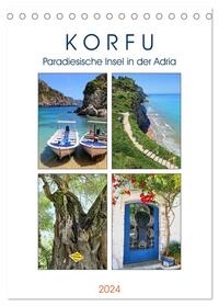 Korfu - Paradiesische Insel in der Adria (Tischkalender 2024 DIN A5 hoch), CALVENDO Monatskalender