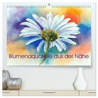 Blumenaquarelle aus der Nähe (hochwertiger Premium Wandkalender 2024 DIN A2 quer), Kunstdruck in Hochglanz
