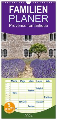 Familienplaner 2024 - Provence romantique mit 5 Spalten (Wandkalender, 21 x 45 cm) CALVENDO