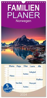 Familienplaner 2024 - Norwegen mit 5 Spalten (Wandkalender, 21 x 45 cm) CALVENDO
