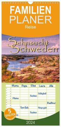 Familienplaner 2024 - Sehnsucht Schweden - Sverige mit 5 Spalten (Wandkalender, 21 x 45 cm) CALVENDO