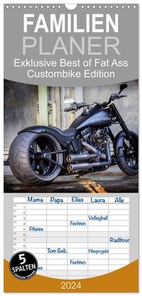 Familienplaner 2024 - Exklusive Best of Fat Ass Custombike Edition, feinste Harleys mit fettem Hintern mit 5 Spalten (Wandkalender, 21 x 45 cm) CALVENDO