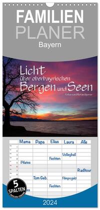 Familienplaner 2024 - Licht über oberbayrischen Bergen und Seen mit 5 Spalten (Wandkalender, 21 x 45 cm) CALVENDO