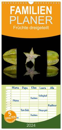Familienplaner 2024 - Früchte dreigeteilt mit 5 Spalten (Wandkalender, 21 x 45 cm) CALVENDO