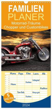 Familienplaner 2024 - Motorrad-Träume – Chopper und Custombikes mit 5 Spalten (Wandkalender, 21 x 45 cm) CALVENDO