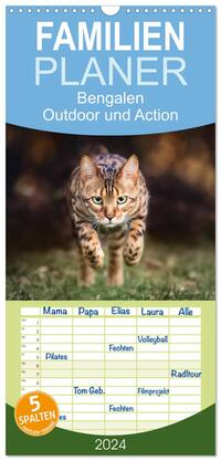 Familienplaner 2024 - Bengalen Outdoor und Action mit 5 Spalten (Wandkalender, 21 x 45 cm) CALVENDO