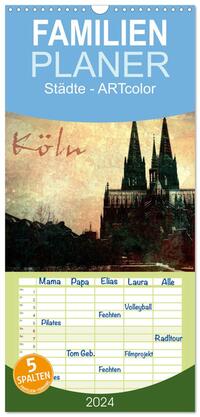 Familienplaner 2024 - Köln mit 5 Spalten (Wandkalender, 21 x 45 cm) CALVENDO