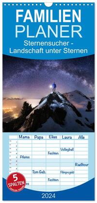 Familienplaner 2024 - Sternensucher - Landschaft unter Sternen mit 5 Spalten (Wandkalender, 21 x 45 cm) CALVENDO
