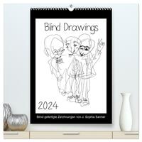 Blind Drawings - blind gefertigte Zeichnungen von Künstlerin J. Sophia Sanner (hochwertiger Premium Wandkalender 2024 DIN A2 hoch), Kunstdruck in Hochglanz